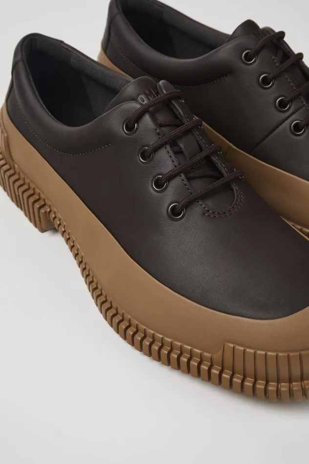 Men Camper Formal Shoes Pix Brown Leather Shoe