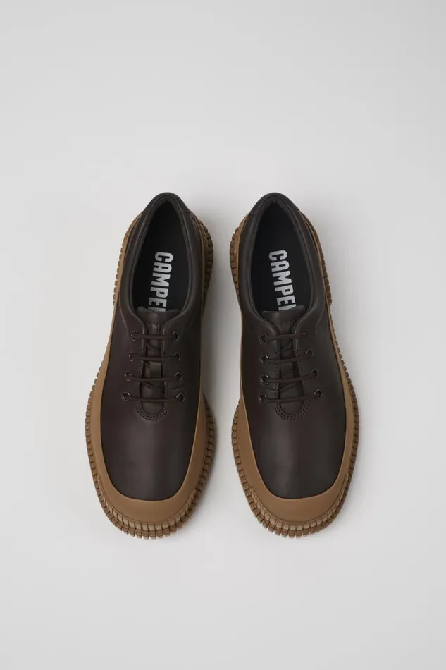 Men Camper Formal Shoes Pix Brown Leather Shoe