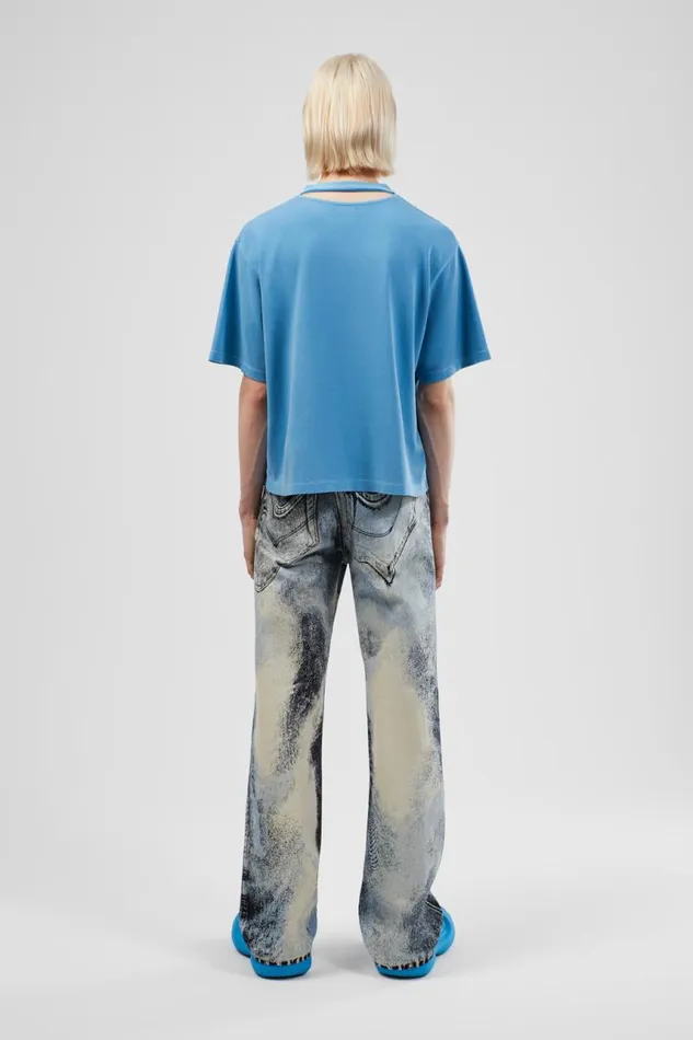 Men Camper Jersey TShirt Blue Organic Cotton TShirt