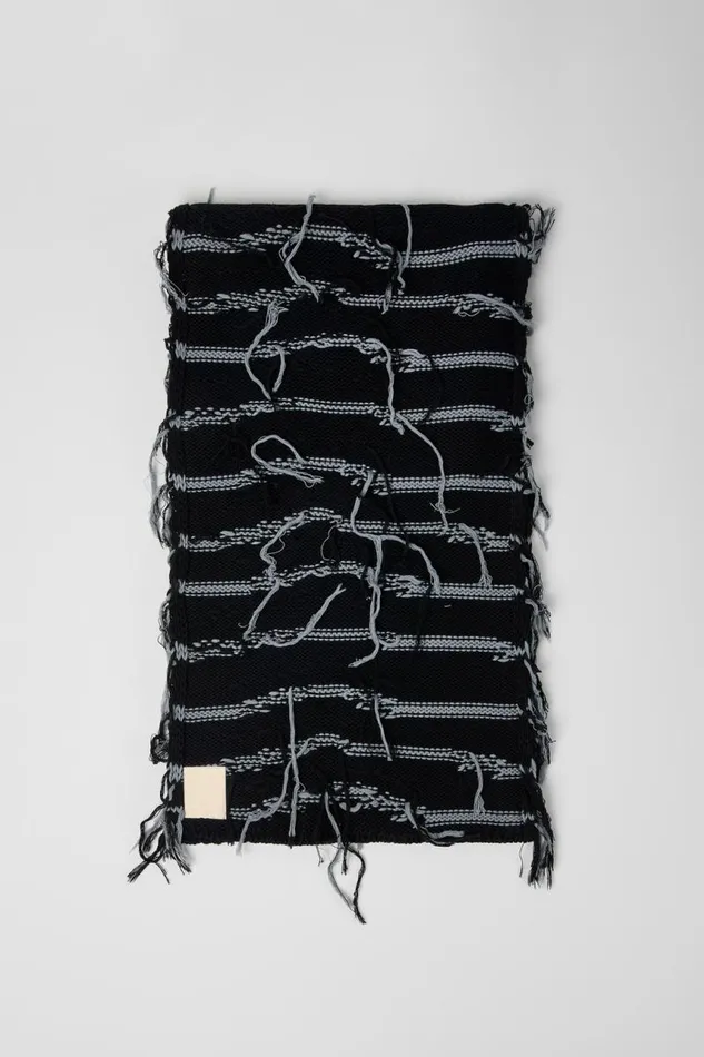 Men Camper Knit Knit Scarf Black Intarsia Knit Scarf Men Camper Knit Knit Scarf Black Intarsia Knit Scarf