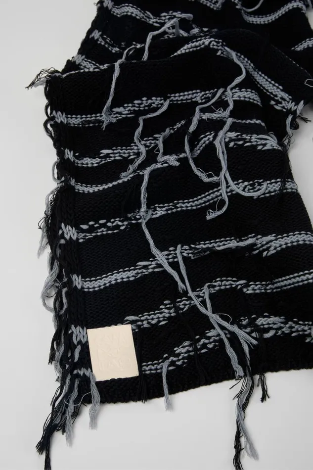 Men Camper Knit Knit Scarf Black Intarsia Knit Scarf Men Camper Knit Knit Scarf Black Intarsia Knit Scarf