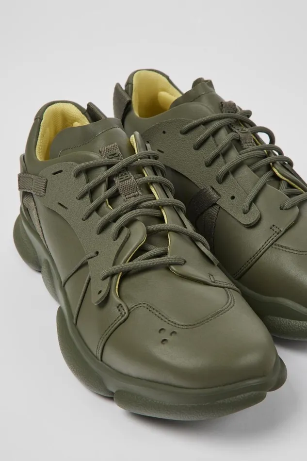 Men Camper Sneakers Karst Green Leather And Textile Sneakers