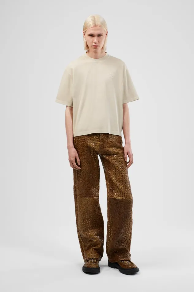 Men Camper TrousersandShorts Leather Pants Brown Leather Trousers