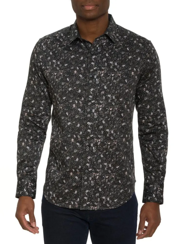 Men CASINO LONG SLEEVE BUTTON DOWN SHIRT Black Robert Graham Button Down Shirts