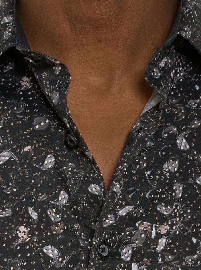 Men CASINO LONG SLEEVE BUTTON DOWN SHIRT Black Robert Graham Button Down Shirts