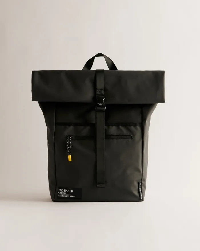 Men CLIME 8211 Rubberised Rolltop Backpack Jetblack Ted Baker Backpacks Men CLIME 8211 Rubberised Rolltop Backpack Jetblack Ted Baker Backpacks
