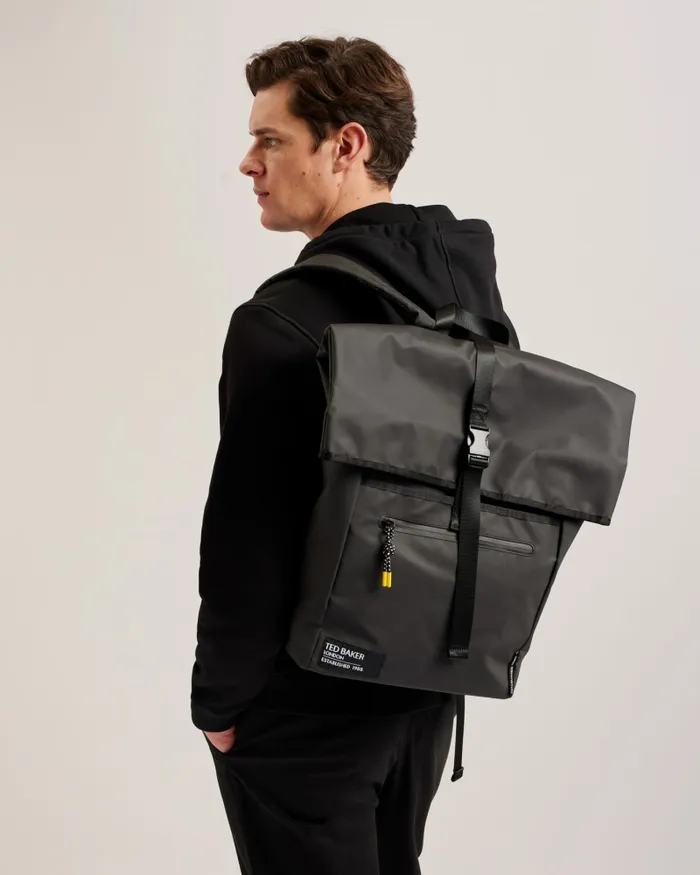 Men CLIME 8211 Rubberised Rolltop Backpack Jetblack Ted Baker Backpacks Men CLIME 8211 Rubberised Rolltop Backpack Jetblack Ted Baker Backpacks