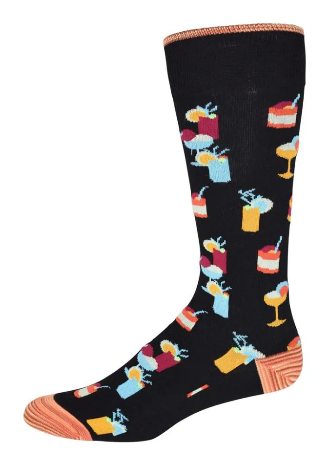 Men COCKTAIL HOUR MENS KNIT SOCKS Black Robert Graham Socks