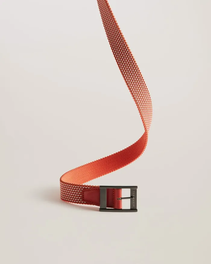Men COLUMMM 8211 Reversible Woven Elastic Belt Orange Ted Baker Belts