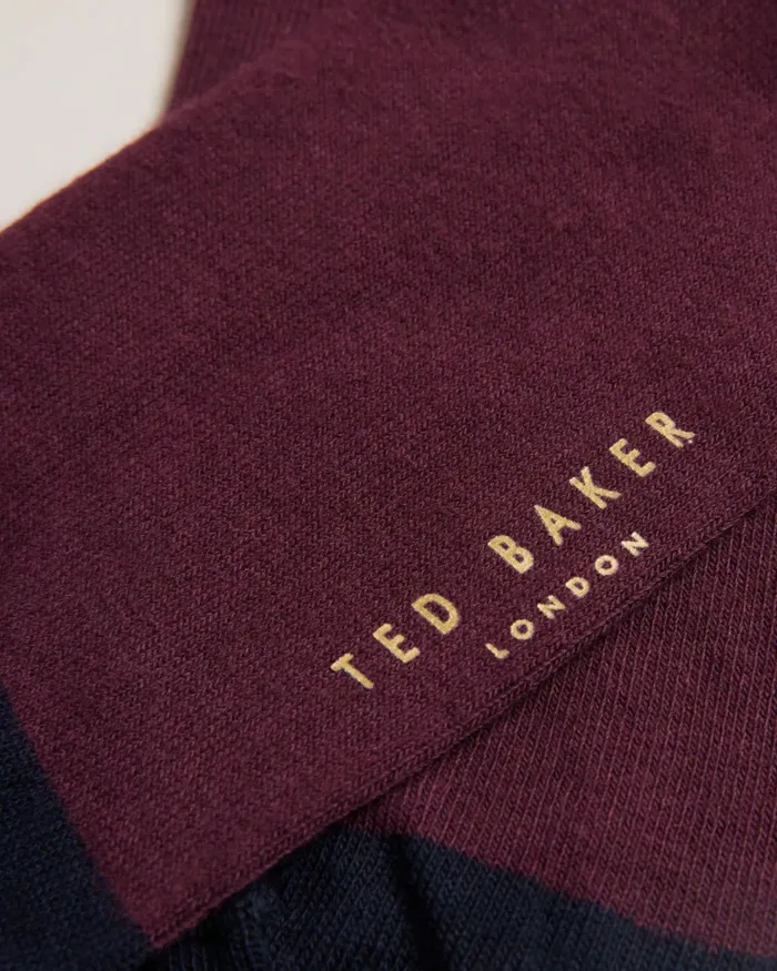 Men CORECOL 8211 Plain Crew Socks Dark Red Ted Baker Socks