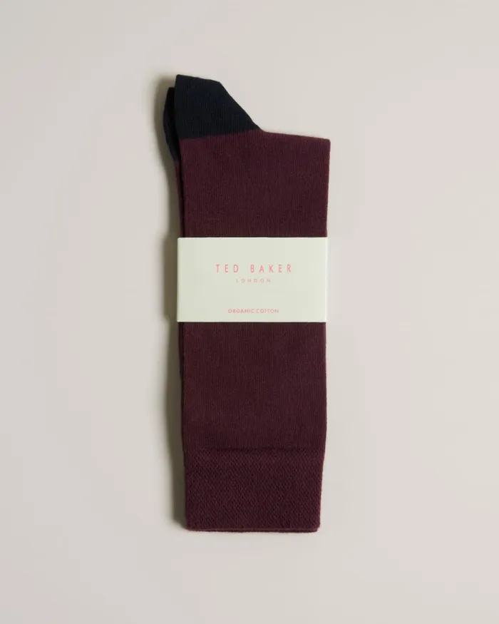 Men CORECOL 8211 Plain Crew Socks Dark Red Ted Baker Socks
