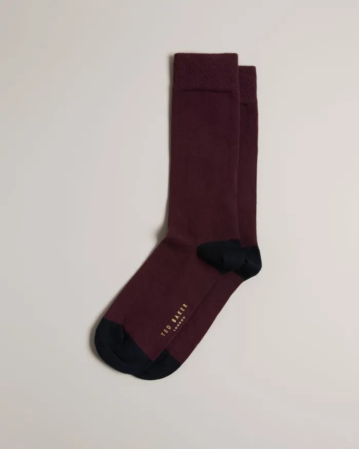 Men CORECOL 8211 Plain Crew Socks Dark Red Ted Baker Socks