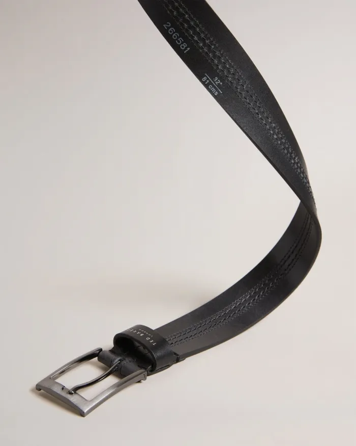 Men CRISIC 8211 Stitch Detail Leather Belt Black Ted Baker Belts