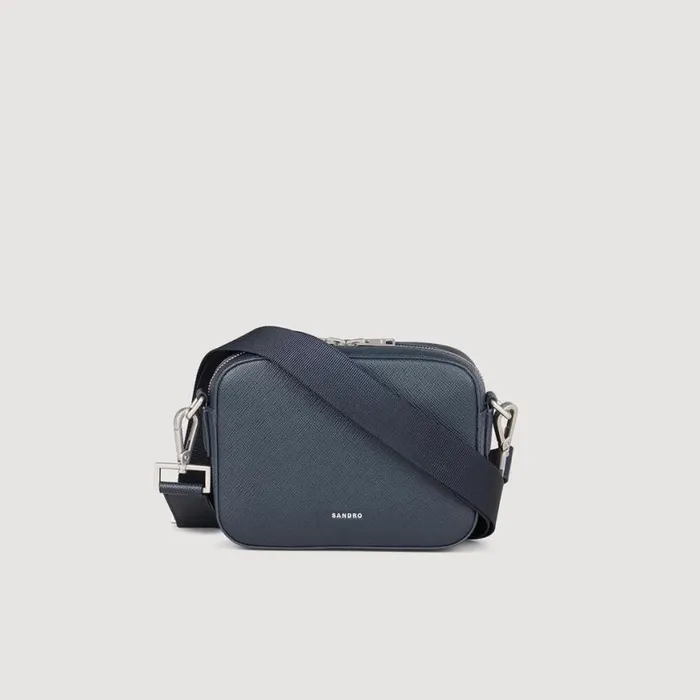 Men Crossbody Bags SANDRO Small Saffiano Leather Bag Midnight Blue