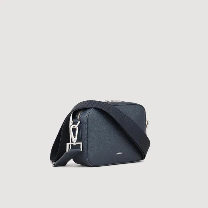 Men Crossbody Bags SANDRO Small Saffiano Leather Bag Midnight Blue