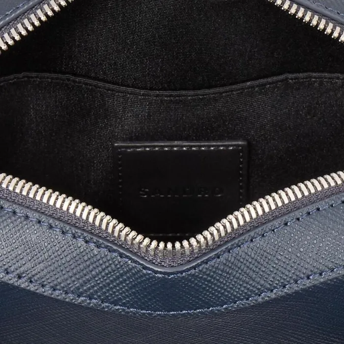 Men Crossbody Bags SANDRO Small Saffiano Leather Bag Midnight Blue