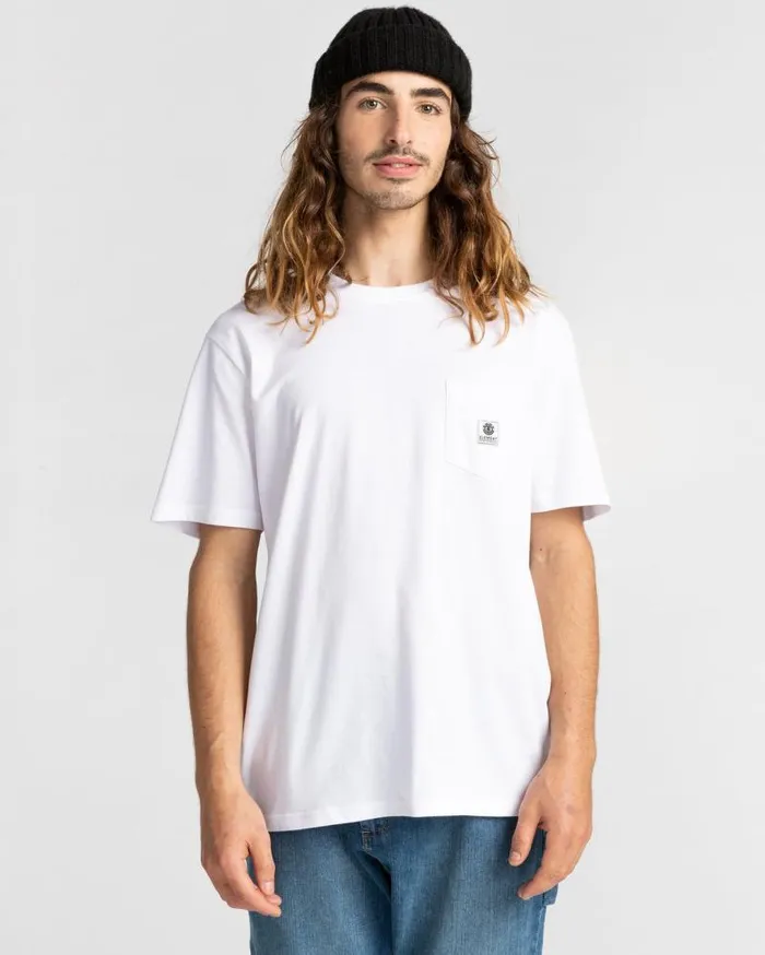 Men Element TShirts Basic Pocket Label Short Sleeve TShirt Optic White Men Element TShirts Basic Pocket Label Short Sleeve TShirt Optic White