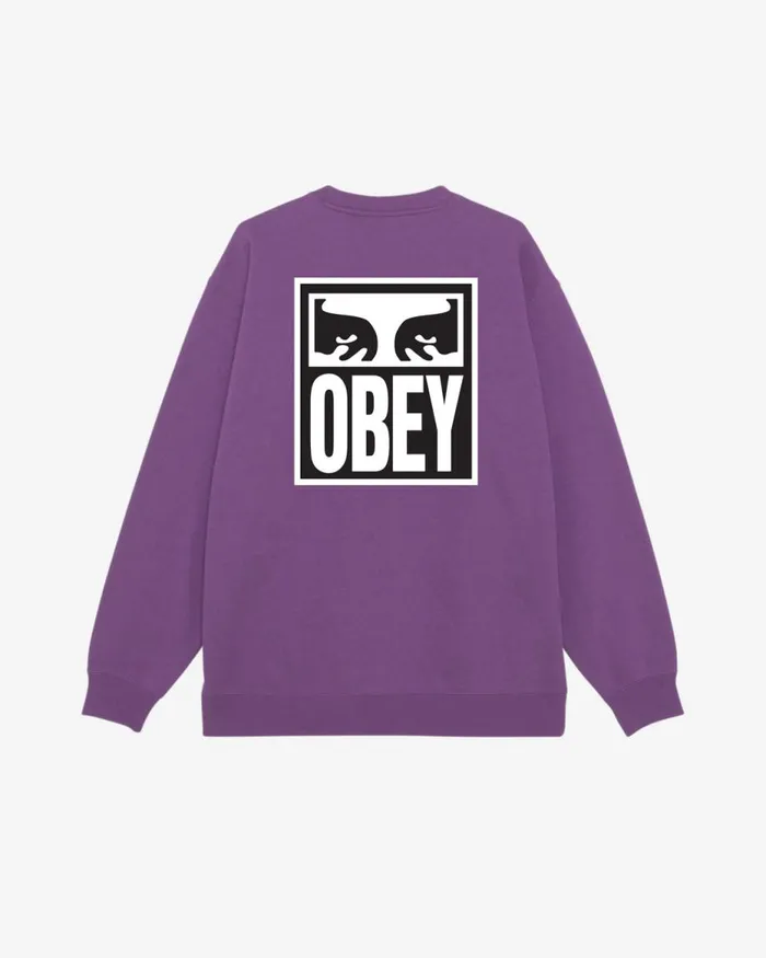 Men EYES ICON II HEAVYWEIGHT CREWNECK Unbleached OBEY Clothing SWEATSHIRTS
