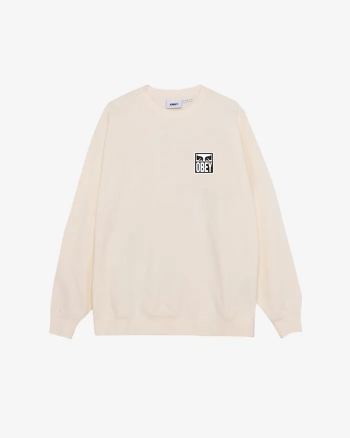 Men EYES ICON II HEAVYWEIGHT CREWNECK Unbleached OBEY Clothing SWEATSHIRTS