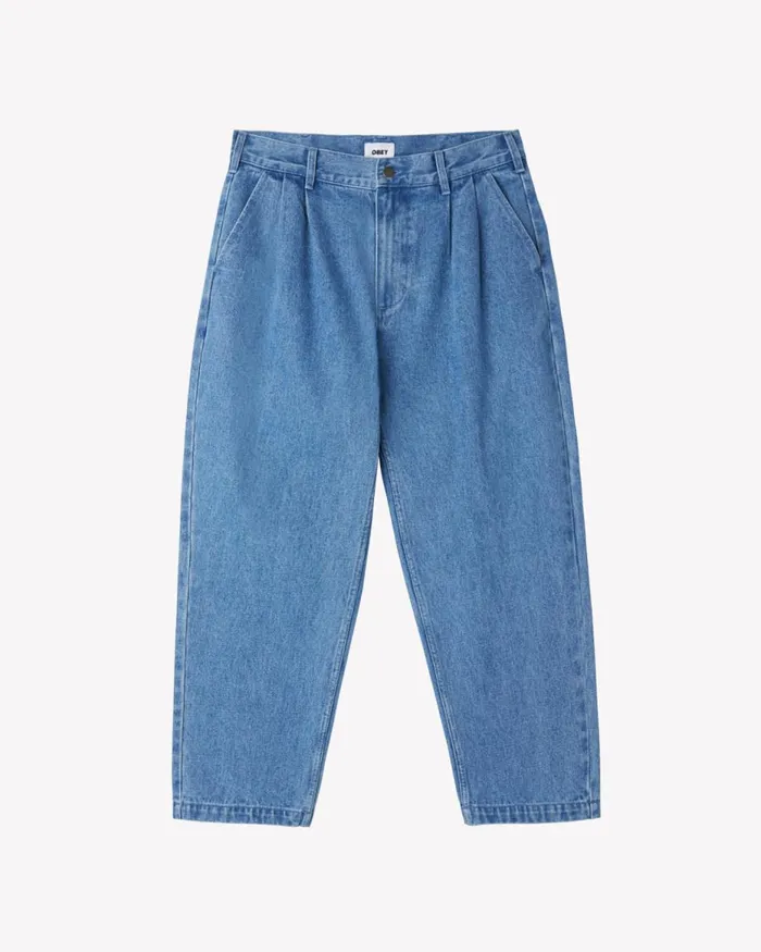 Men FUBAR PLEATED DENIM Light Indigo OBEY Clothing Denim