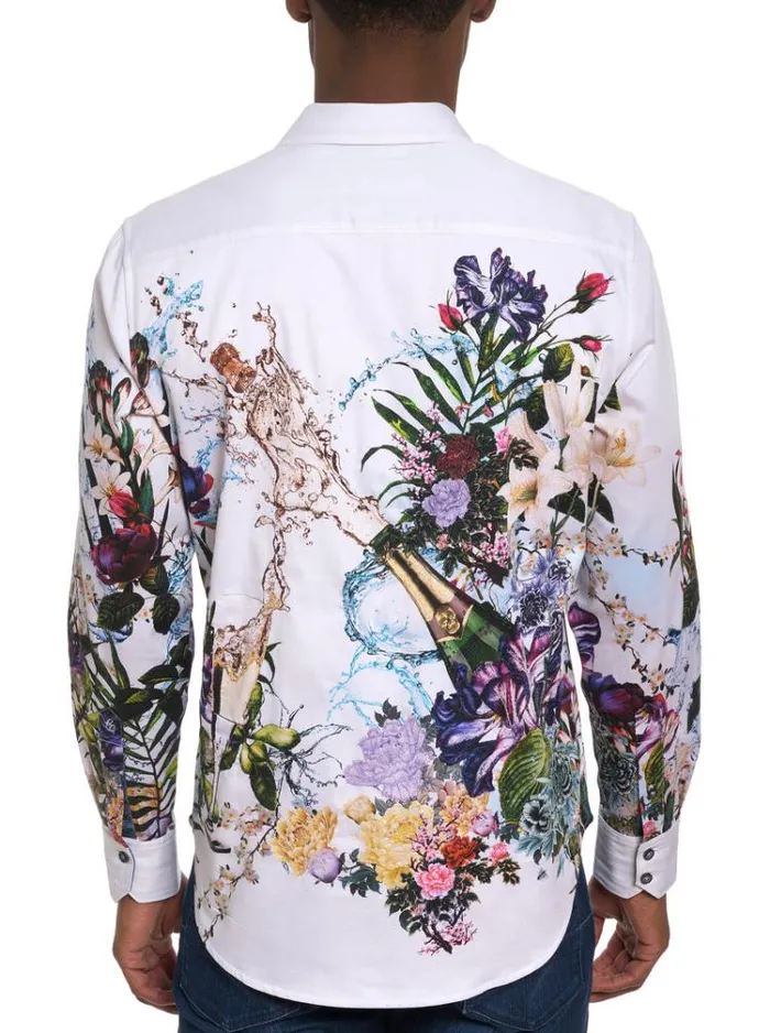 Men GARDEN PARTY LONG SLEEVE BUTTON DOWN SHIRT White Robert Graham Button Down Shirts
