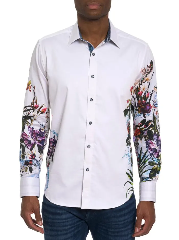 Men GARDEN PARTY LONG SLEEVE BUTTON DOWN SHIRT White Robert Graham Button Down Shirts