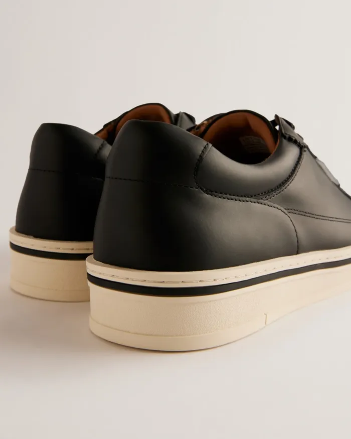 Men HAMPSTD 8211 Leather Contrast Detail Court Trainers Black Ted Baker Trainers