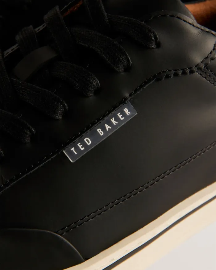 Men HAMPSTD 8211 Leather Contrast Detail Court Trainers Black Ted Baker Trainers