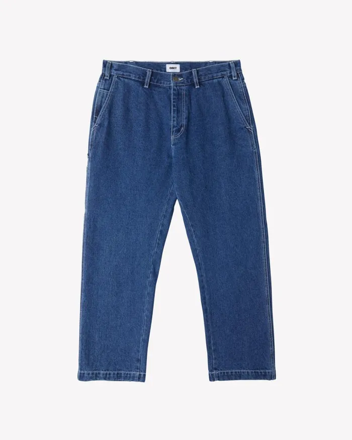 Men HARDWORK CARPENTER DENIM Stonewash Indigo OBEY Clothing Denim