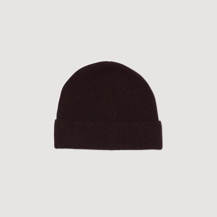 Men Hats SANDRO Cashmere Beanie Mahogany