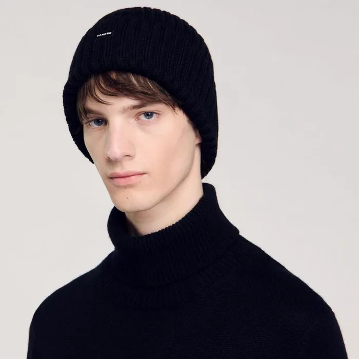 Men Hats SANDRO Knit Hat Black Men Hats SANDRO Knit Hat Black