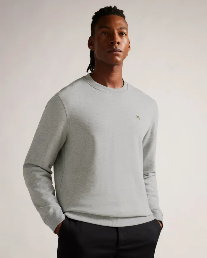 Men HATTON 8211 Long Sleeve Sweatshirt Light Grey Ted Baker Jumpers and Knitwear
