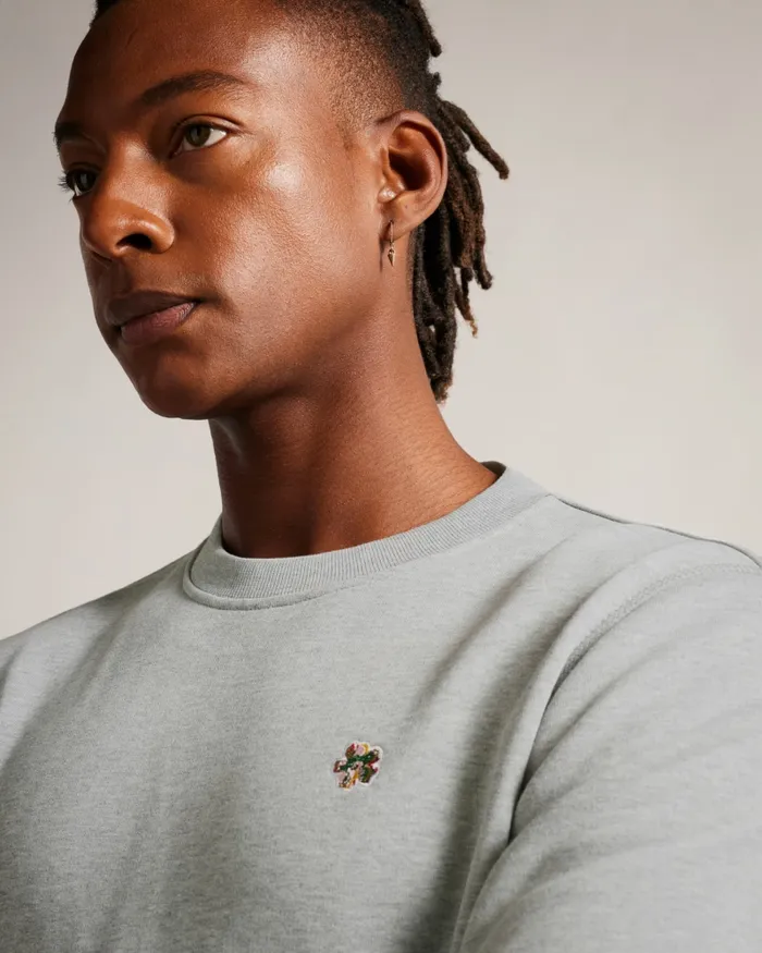 Men HATTON 8211 Long Sleeve Sweatshirt Light Grey Ted Baker Jumpers and Knitwear