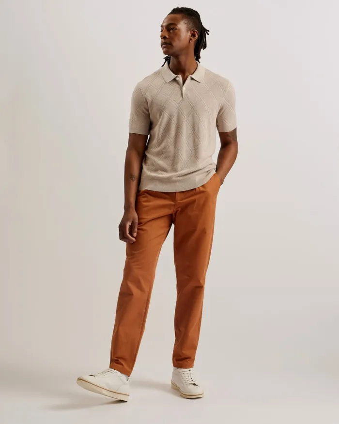 Men HOLMER 8211 Tapered Fit Pleated Cotton Trousers Brown Ted Baker Trousers and Chinos Men HOLMER 8211 Tapered Fit Pleated Cotton Trousers Brown Ted Baker Trousers and Chinos