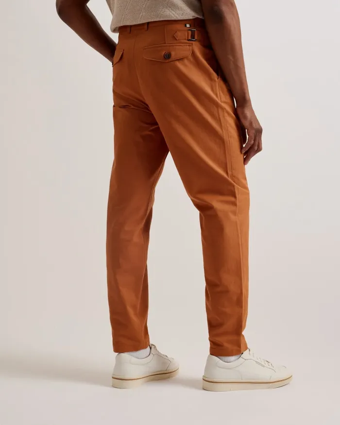 Men HOLMER 8211 Tapered Fit Pleated Cotton Trousers Brown Ted Baker Trousers and Chinos Men HOLMER 8211 Tapered Fit Pleated Cotton Trousers Brown Ted Baker Trousers and Chinos