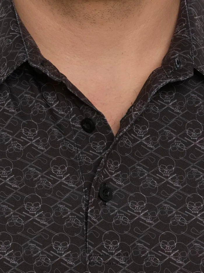 Men IRON SKULL PERFORMANCE POLO Black Robert Graham Polos and TShirts