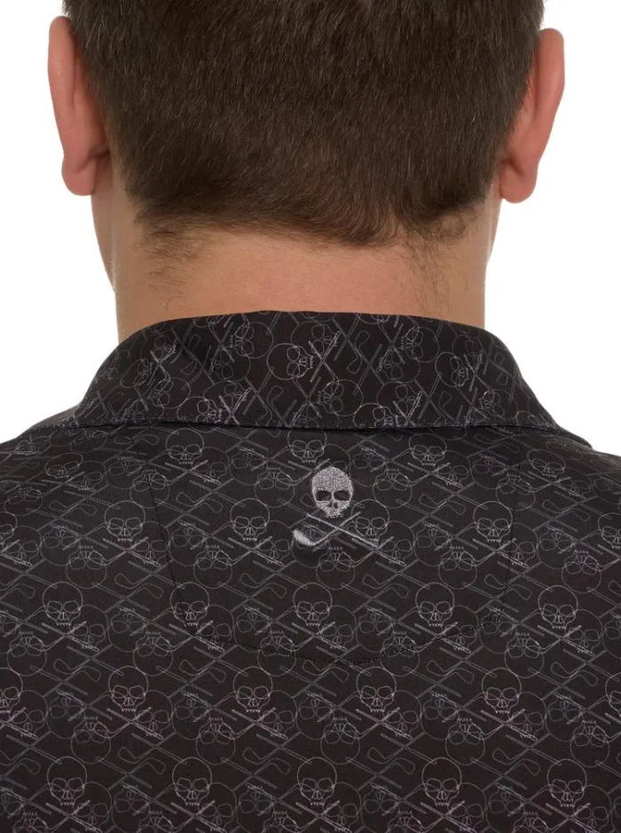 Men IRON SKULL PERFORMANCE POLO Black Robert Graham Polos and TShirts