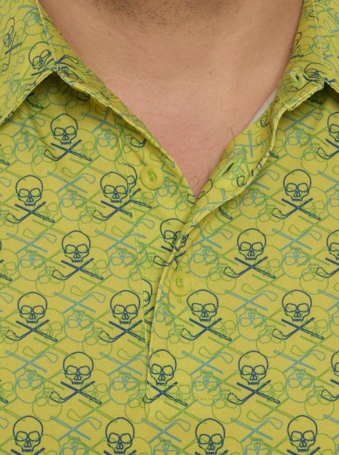 Men IRON SKULL PERFORMANCE POLO Black Robert Graham Polos and TShirts