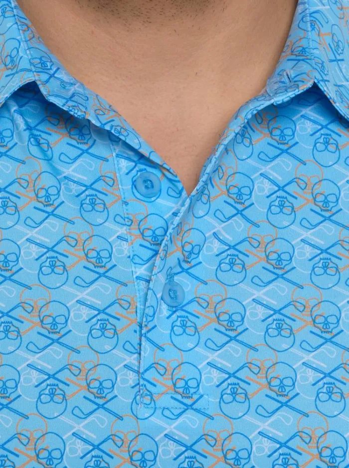 Men IRON SKULL PERFORMANCE POLO Black Robert Graham Polos and TShirts