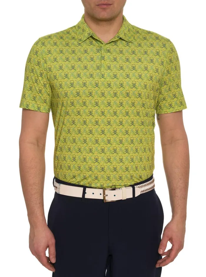 Men IRON SKULL PERFORMANCE POLO Black Robert Graham Polos and TShirts