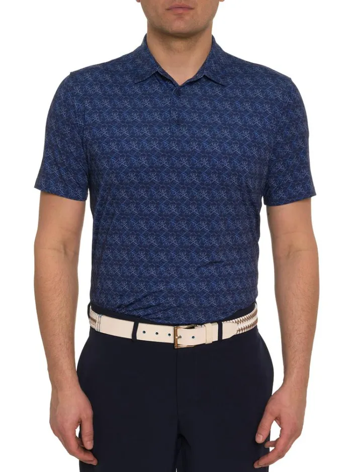 Men IRON SKULL PERFORMANCE POLO Black Robert Graham Polos and TShirts