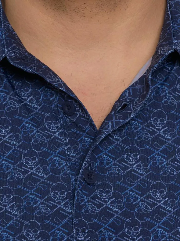 Men IRON SKULL PERFORMANCE POLO Black Robert Graham Polos and TShirts