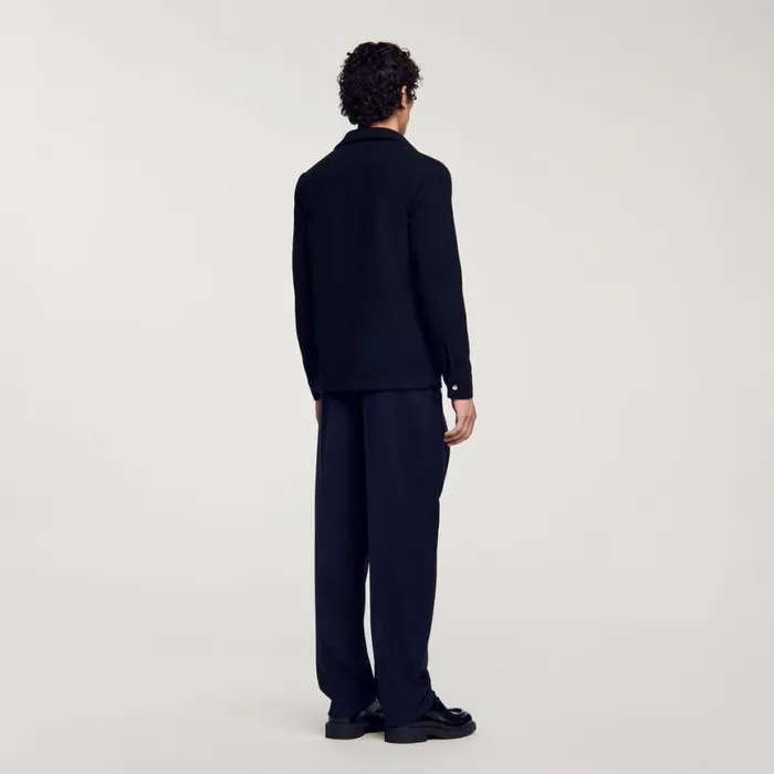 Men Jackets SANDRO Wool Overshirt Navy Blue