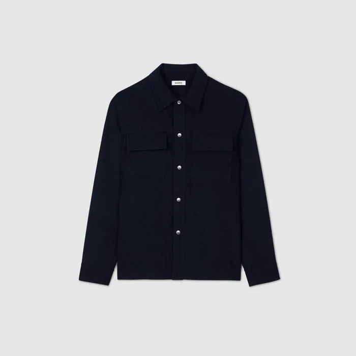 Men Jackets SANDRO Wool Overshirt Navy Blue