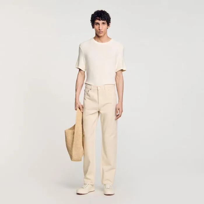 Men Jeans SANDRO Cotton Jeans Ecru