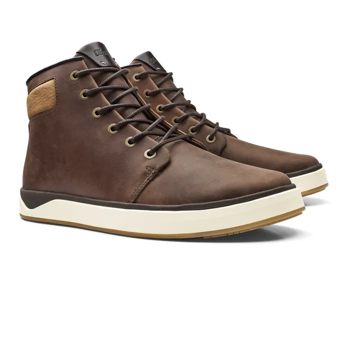 Men Kekaha Mens Waterproof Leather Boots Toffee Off White Olukai Leather