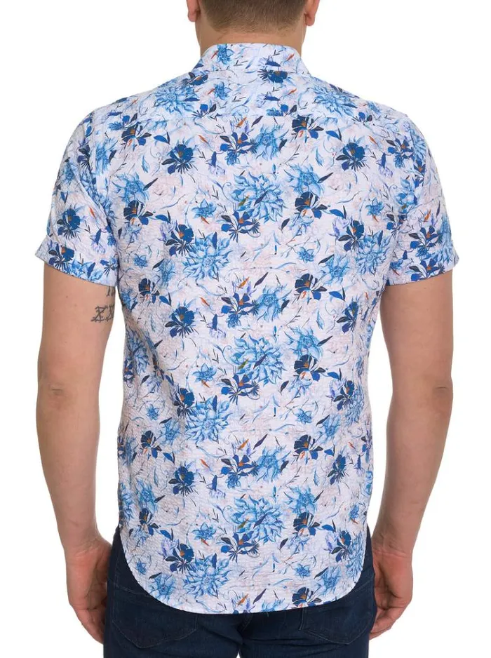 Men LANDERS SHORT SLEEVE BUTTON DOWN SHIRT Blue Robert Graham Button Down Shirts