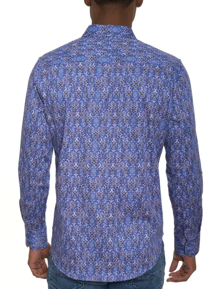 Men LUNGANO LONG SLEEVE BUTTON DOWN SHIRT Blue Robert Graham Button Down Shirts