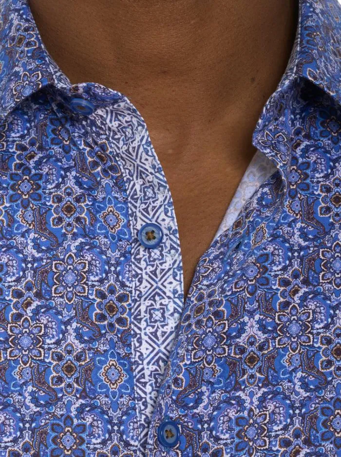 Men LUNGANO LONG SLEEVE BUTTON DOWN SHIRT Blue Robert Graham Button Down Shirts