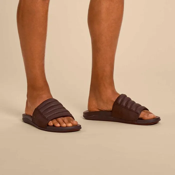 Men Maha 039Olu Mens Comfortable Slide Sandals Dark Wood Olukai Recovery Men Maha 039Olu Mens Comfortable Slide Sandals Dark Wood Olukai Recovery